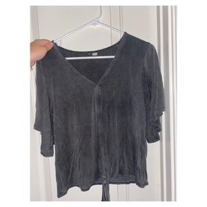 gray swede tie top